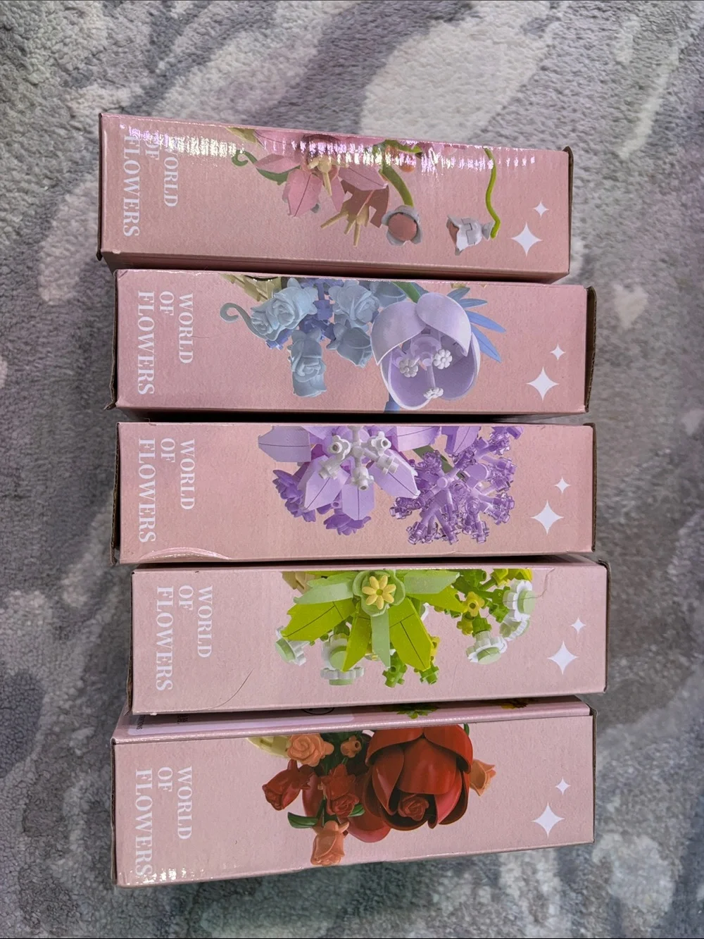 World of Flowers Kids Building Set - Pink Purple Green Red Assorted brand new